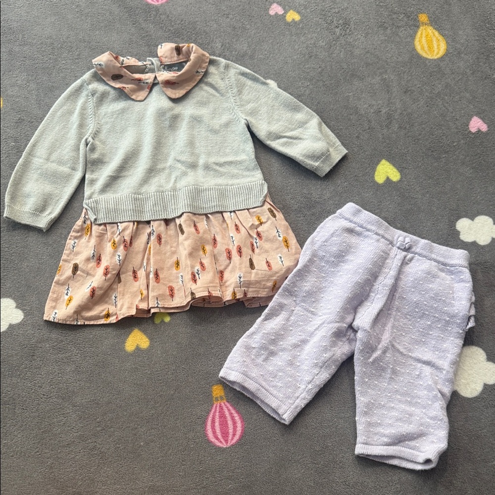Janie and Jack Light Purple Knit Baby Outfit